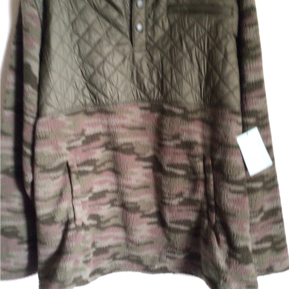 Magellan Sherpa Fleece Quilted Olive Camo Gorpcore Snap Closure Pullover 3XL - Picture 5 of 9